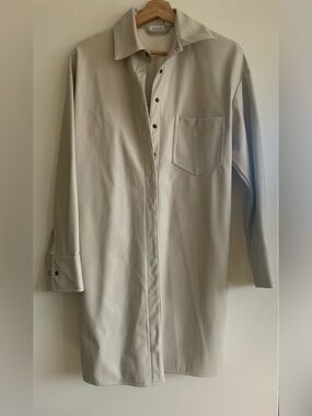 envy Cream Longline Button-Front Blazer Jacket